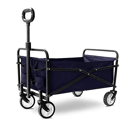 CRBUDY Ziehwagen, zusammenklappbarer Outdoor-Allzweckwagen, Garten-Allzweckwagen mit Sicherheitsgurt, robuster zusammenklappbarer Wagen, für Camping im Freien und Strand, stark und stabil