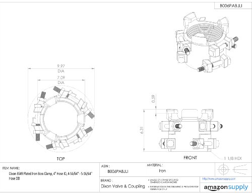 Image of Dixon BS49 Plated Iron Boss Clamp, 4 inch Hose ID, 4-56 /64 inch - 5-16 /64 inch Hose OD