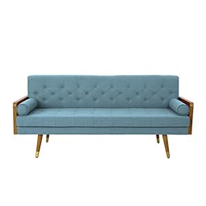 Christopher Knight Home Aidan Mid Century Modern Tufted Fabric Sofa, Blue