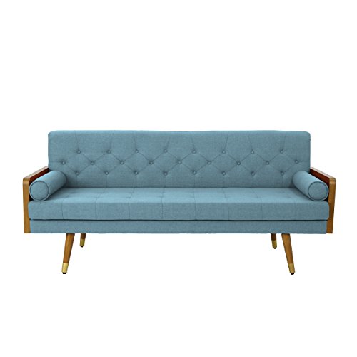 Christopher Knight Home Aidan Mid Century Modern Tufted Fabric Sofa, Blue