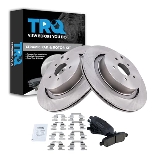 Image of TRQ Rear Brake Pad and Rotor Set Ceramic Compatible with 2012 Infiniti M56 2018 Q70