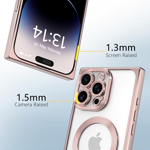 IAIYOXI Rectangle Magnetic Clear Case for iPhone 16 Plus, [Compatible with MagSafe],Soft Plating Phone Case with Full Camera Lens Protection,Anti-Scratch Shockproof Slim Cover, Rose by IAIYOXI - Image 3