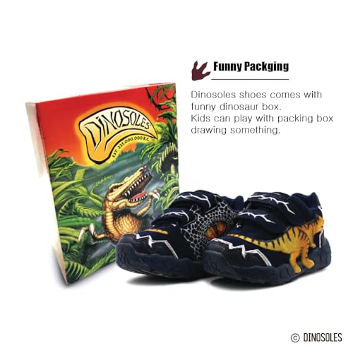 T-Rex Light Up Shoes for Kids Lightweight Dinosaur Toddler Sneakers for Children with Flashing Eye LED Running Shoe, Navy4