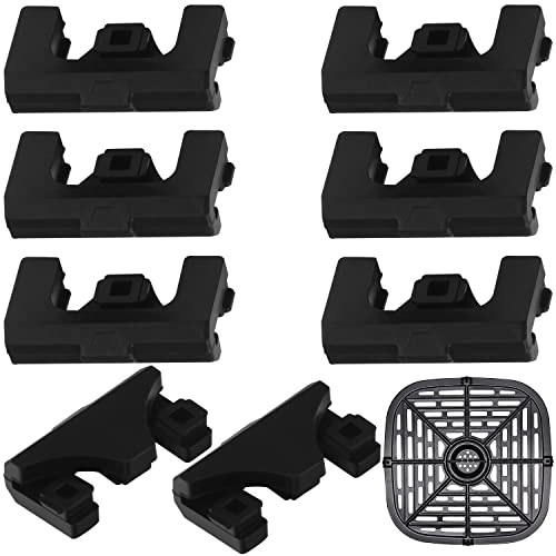 (8 Pack) IMPRESA Air Fryer Silicone Rubber Bumpers - Heat-Resistant Protective & Rubber Feet for Air Fryer Tray - Black