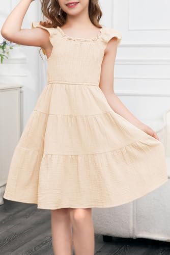 blibean Girls Summer Dresses Tween Cotton Sundress Size 6-15 Years Old2