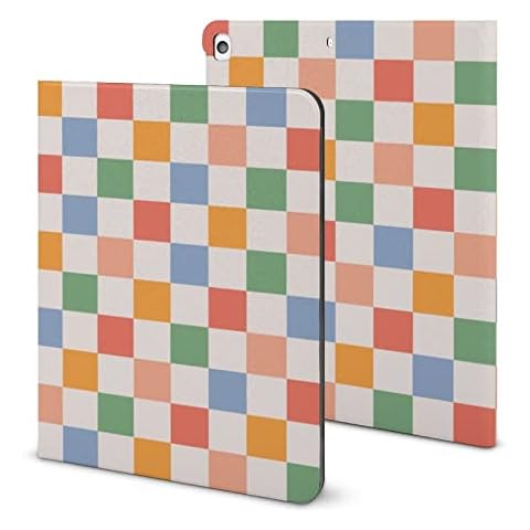 Niapessel Retro Checkered iPad Case with Pencil Holder Cover