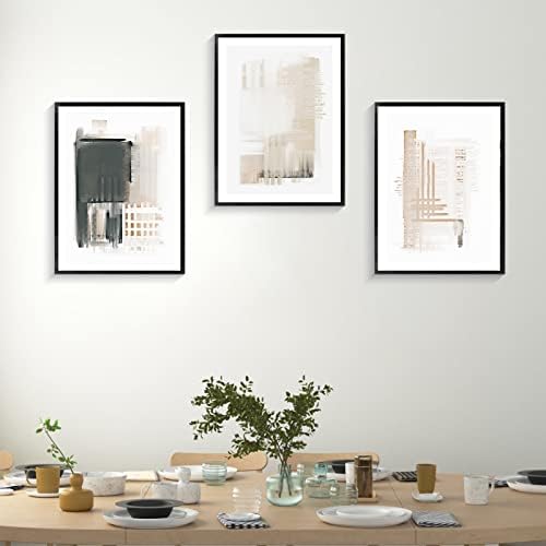 Canvas Wall Art, Set of 3 Framed Art Prints, Abstract Painting, Neutral Minimalist Print Set, 13x17inch Modern Wall Decor, For Bathroom Living Room ...