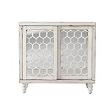 HOMPUS Accent Cabinet with Pattern Doors and Shelves, Rustic Buffet Sideboards with Mirror Doors, Storage Cabinet Coffee Bar for Living Room, Entryway, Kitchen, White