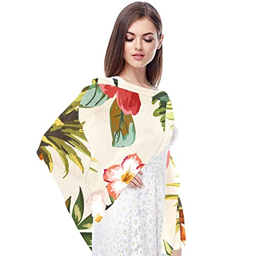 Vintage Tropical Flowers Pineapple Pattern Women Soft Chiffon Pashmina Shawl Wrap Scarf For Bridesmaid Wedding Formal Party Evening Dress #TOP4