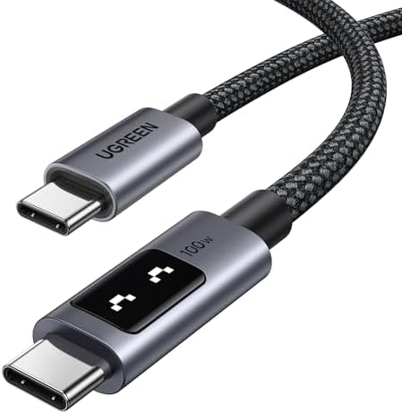 UGREEN Uno USB C Cable 100W with LED Display, Fast Charging, 10ft, Black