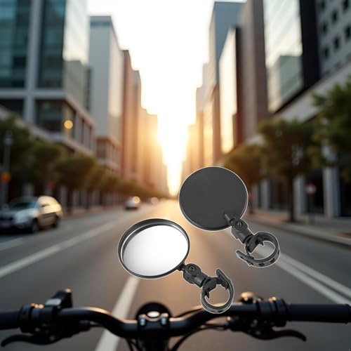 2Pcs Black Adjustable Rear View Mirror for Bikes, Universal Rearview Mirror for Handlebars, Wide Angle Acrylic Convex Safety Mirrors for Adult Bikes/Kids/Road/Mountain Bike - Thumbnail 3
