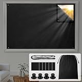 HOMEIDEAS 100% Travel Blackout Curtains, Portable No-Drill Blinds with Stickers & Suction Cups, Blackout Window Cover Light Blocking Shades for Bedroom, Baby Nursery, Dorm, RV, 50' W × 78' L