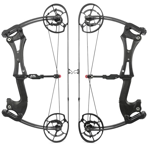 wolfman Dual-use Carbon Compound Bow Set 40-70Lbs Adjustable 340/420FPS Catapult Steel Ball and Archery Hunting Bow Adult Fishing Bow and Arrow Set (Type A)