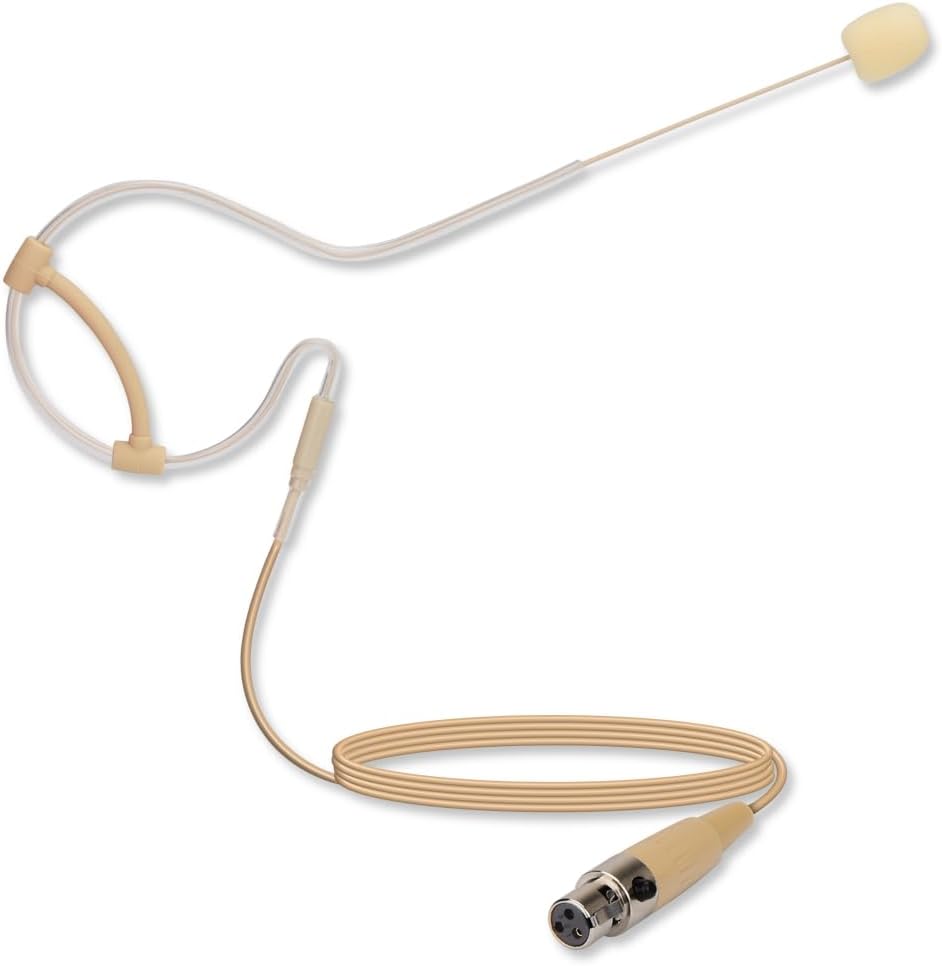 YXG Headworn Earset Over Ear Hanging Mic Beige Low Profile Light-Weight Microphone Compatible with AKG Wireless System Bodypack Transmitter with 1.45m Cable Mini XLR Plug
