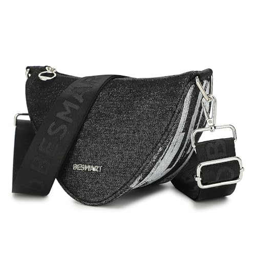 BESMART Waterproof Crescent Bag Dumpling Bag for Women, Women's Crossbody Bag Trendy Shoulder Bag Triangle Shape Denim Bag