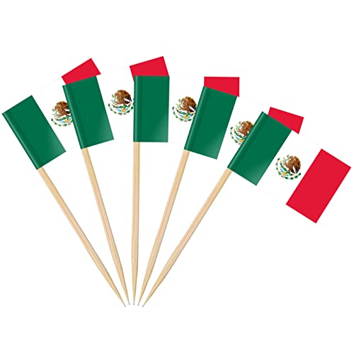AhfuLife 100PCS Drapeau Cure-dent Mexique, Pic Drapeau Mexique pour Topper de Coupe, Cure Dent Drapeaux xMexicaine pour Jardin Bar Fête Fourniture Pub...