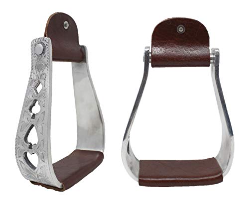 Prorider Western Show Horse Saddle Stirrups Aluminum Leather Tread Heart Diamond 5122 #TOP5