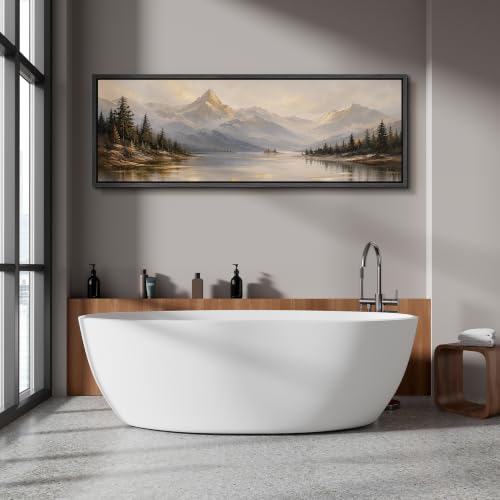 Image of MUDECOR Large Framed Canvas Print Wall Art Pine Lake Forest for Living Room