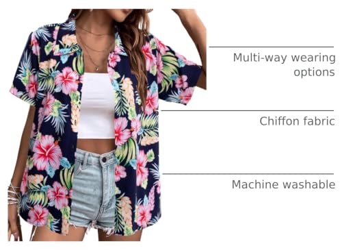 Hawaiian Shirts for Women Hawaii Outfit Summer Tropical Print Tops Shirt by MYHALF - Used condition - Image 2