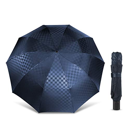 Grand parapluie pliant double couche anti-vent bleu pour toute la famille en voyage
