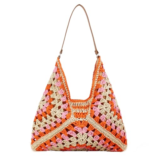 Image of Rejolly Straw Hobo Bag for Women Tote Bag Summer Vacation Beach Handbags Boho Bohemian Style Shoulder Purse