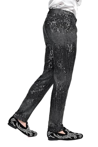 Barabas Men's Rhinestone Sequin Design Shiny Luxury Pants CP3085 Navy 322