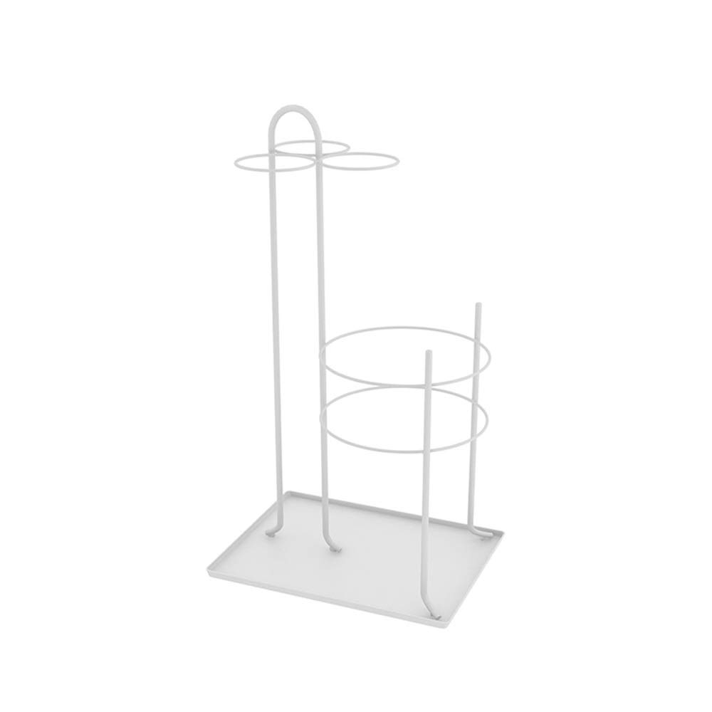 FCXWEVR White Wrought Iron Floor Umbrella Stand Stylish Indoor Home & Hotel Foyer Lobby Storage Bucket for Umbrellas Decorative & Functional Entryway Accessory