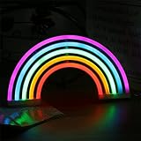 WWFAN Letrero de neón del Arco Iris Luz de Modelado LED Letrero de Letras Luminosas Panel de acrílico Luz Decorativa de neón, 30X16cm