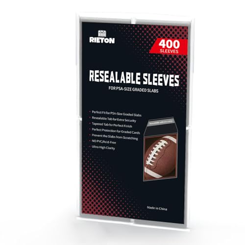 Rieton Graded Card Sleeves for PSA-Sized Slabs, Resealable Slab Card Sleeve Compatibile with PSA, CSG, CGC, FGS, FCG and Similar Sized Slabs(400pcs)