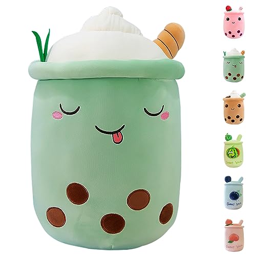 Image of MDXMY Plush Stuffed Bubble Tea Plush Pillow Soft Cute Pearl Milk Tea Hug Toy(Green Cream, 13.7 inches)