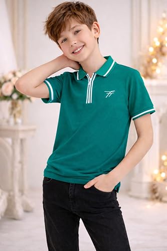 Image of TotzTouch Boys Premium Polo Collar Tshirt Combo with Zipper Closure Color White & Black Age 6 Years to 15 Years