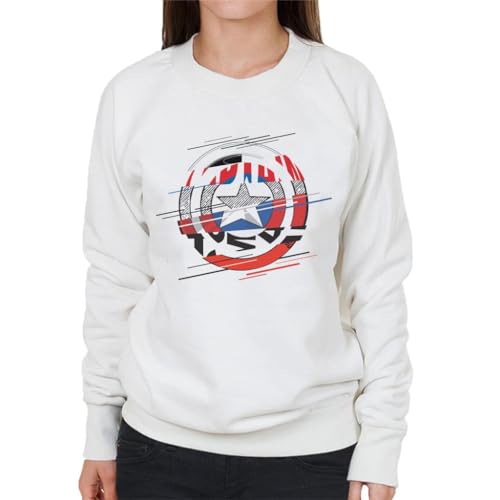 All+Every Marvel Captain America Slashed Shield Women's Sweatshirt White