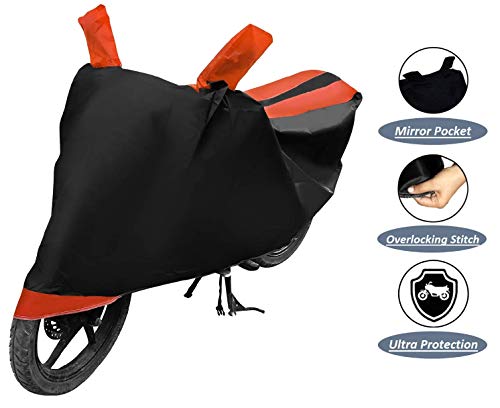Image of Auto Hub Bike Cover Compatible with Hero Karizma R with Mirror Pocket, Dustproof, Heat Resistant, Triple Stitched, Karizma R Bike Cover- Black, Orange