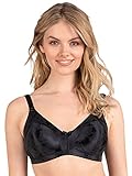Naturana® Minimizer BH mit Blumenmuster [Cup B-D]: Minimizer BH ohne Bügel I Big Cup BH mit schönen Verzierungen I hochwertiger BH Minimizer ohne Bügel 85 Schwarz B