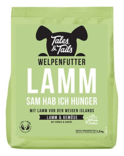 Tales & Tails Halbfeuchtes Trockenfutter für Hunde | Getreidefrei | Eine Tierische Proteinquelle | Hohe Akzeptanz & Verträglichkeit (1,5 kg (1er Pack), Welpe Lamm)