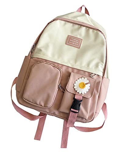 COMETE Sac à dos rose Cartable Fille Adolescent Lycéen Collégien Unisexe avec 8 poches dont 1 Grande dorsale idéal Collège Lycée Sport Sorties Randonnée Marche (ROSE) Cover