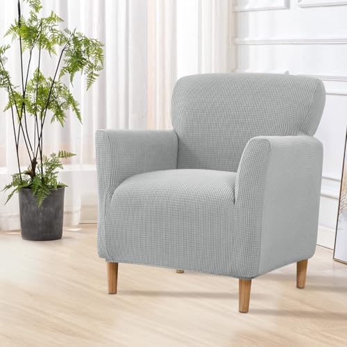 Shanna Fundas Elásticas Para Sillas De Banquete: 1 Pieza Funda Deslizable De Sillón De Punto De Lujo De Mediados De Siglo Antideslizante Color Sólido Funda De Silla Con Brazos Para Oficina Recepción