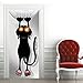 A.Monamour Adesivo Porta Autoadesiva Gatto Nero Cartone Animato Che Graffia Il Muro Vinile PVC Adesivi per Porte Interne 3D Pellicola Adesiva Poster Sticker Murale Parete Carta da Parati