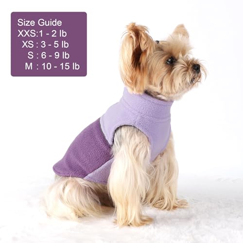 Image of Dog Clothes for Small Dogs Fleece Vest Dog Sweater Boy Girl, Warm Pullover Fleece Doggie Jacket, Winter Pet Ourfit Chihuahua Sweater - Yorkie Clothes (Double Purple, X-Small)