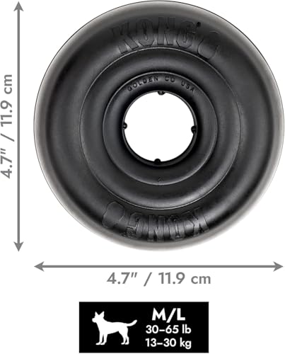 KONG Extreme Donut Dog Toy – Toughest Durable Natural Rubber Chew Toy for Power Chewers – Safe on Teeth & Gums, Fun Bounce & Roll for Indoor and Outdoor Play (Medium/Large)