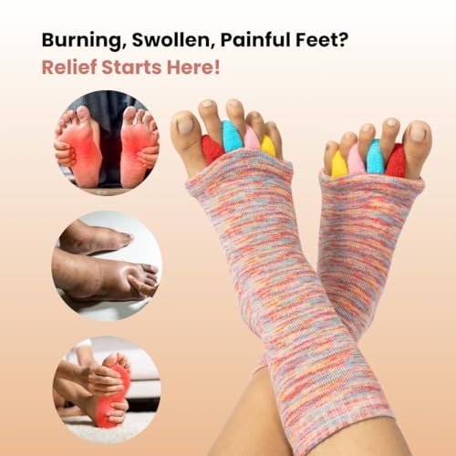 Image of DIRTS Original Foot Alignment 5-Toe Separator Orthopedic Cotton Socks for Women & Men - Bunion Corrector & Plantar Fasciitis Support(Multicolour, Large)