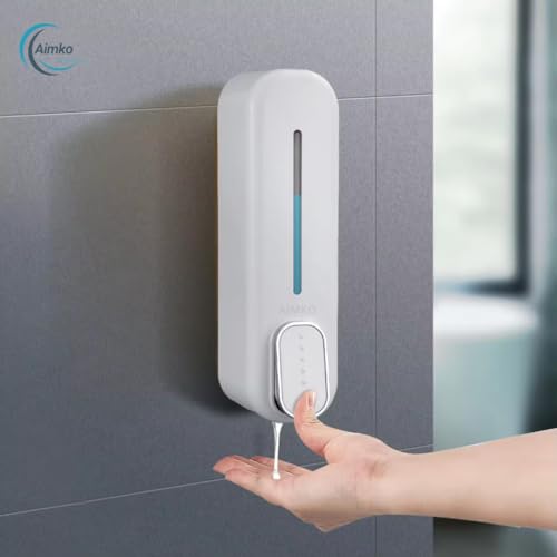 Image of Black ABS Wall Mounted Soap Dispenser: Leak-Free Hand Wash & Shampoo Bottle for Bathroom, Kitchen, Shower, Ideal Home Gadget & Organiser for Soap Dispenser in Wash Basin. (White)