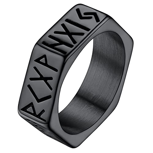 Bague homme viking runes nordique anneau acier inoxydable taille 54 60 64
