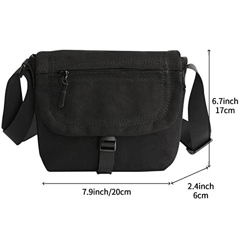 Small Canvas Crossbody Bag Mini Black Messenger Bags Side Shoulder Bag for Men Women Portable Travel Sling Bag Cell Phone Purse with Adjustable Strap for Work Business2