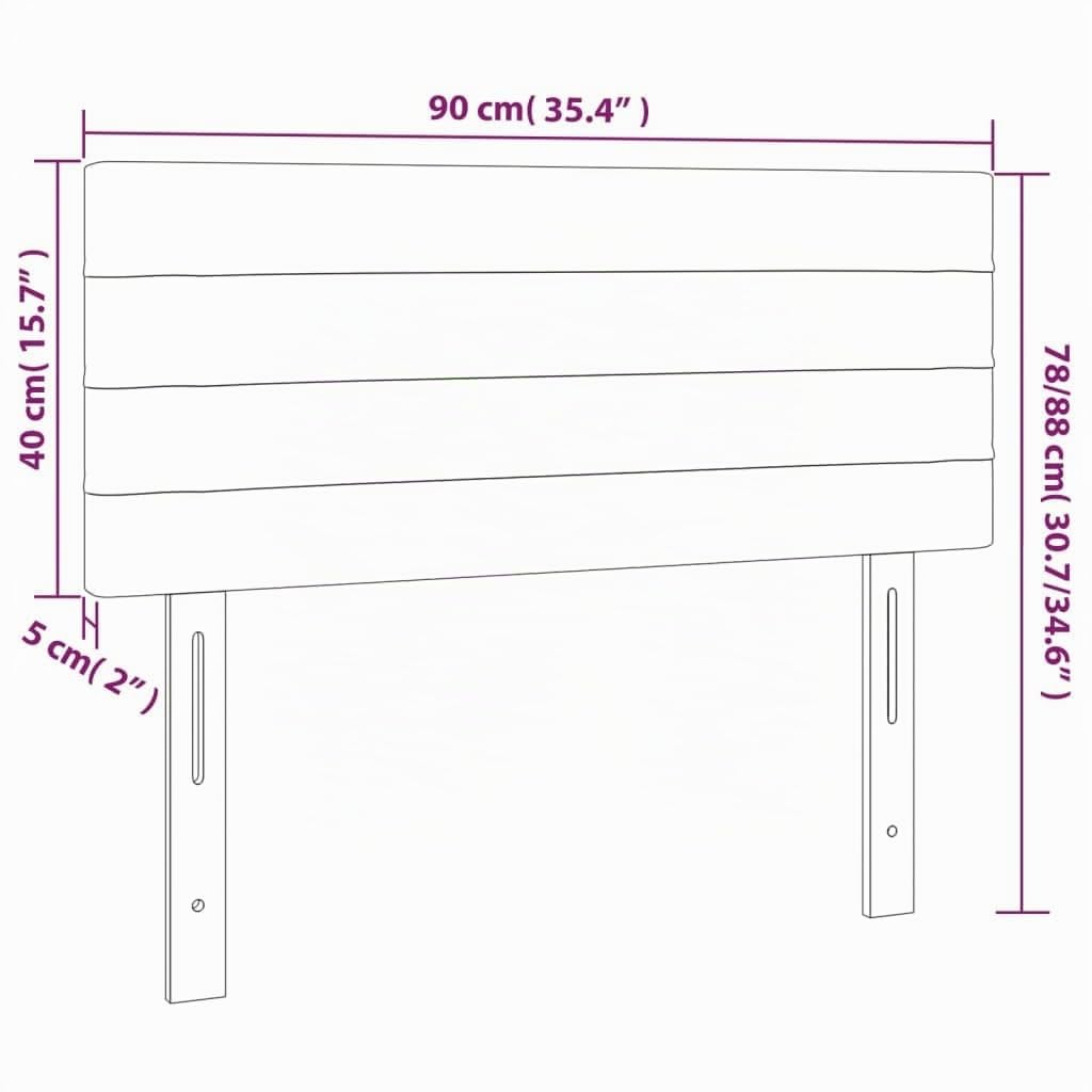 vidaXL Cabecero con Luces LED Cabecero de Cama Cabezal Tapizado para Cama Individual Mueble Dormitorio Interior Tela Negro 90x5x78/88 cm