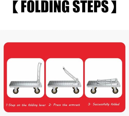 Carrello con piattaforma pieghevole resistente con ruote e maniglia, carrello multiuso durevole per un facile trasporto e sollevamento pesante, soluzione versatile per traslochi per casa e magazzino