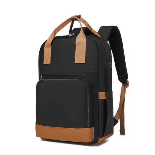 Kono Mochila para Ordenador Portátil 15,6 Pulgadas para Mujer, Negro/Marrón