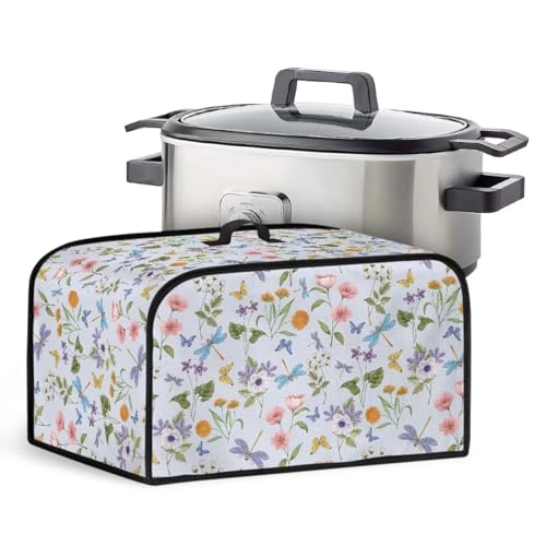 Jndtueit Slow Cooker Covers Oval 6-8 Quart Slow Cookers Cover Butterfly Floral Washable Dustproof Slow Stew Pot Cover for Air Fryer Pressure Cooker