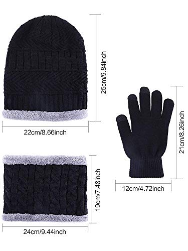 5 Pieces Winter Ski Warm Set, Include Winter Knitted Hat Circle Scarf Outdoor Warmer Gloves And Ear Warmer (Style Set 1) #TOP4