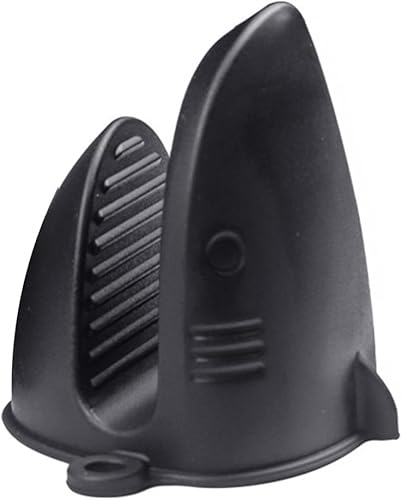 Miniatura 2 de PHILISENMALL Manoplas de horno de silicona con forma de tiburón de dibujos animados, mini soportes de silicona antideslizantes para ollas de agarre